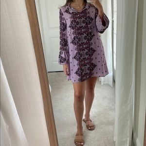 Purple Printed Long Sleeve Dress | Altar’d State